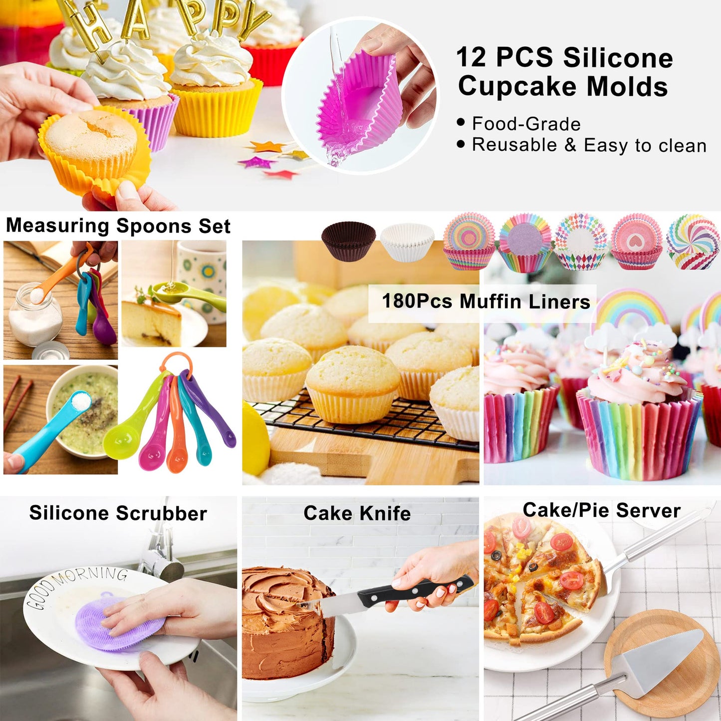 LotFancy Cake Decorating Kit, 469Pcs, Cake Baking Supplies with Rotating Turntable, Springform Pans, Piping Bags and Tips Set, Icing Spatula, Baking Tools Set for Beginners and Cake Lovers