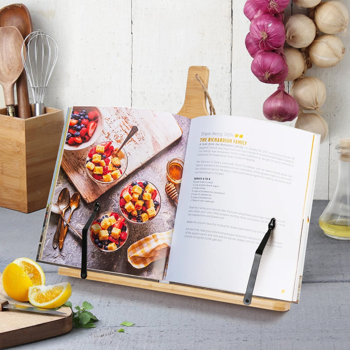 LotFancy Cookbook Stand, 13.4” x 9.5” Adjustable Foldable Book Holder