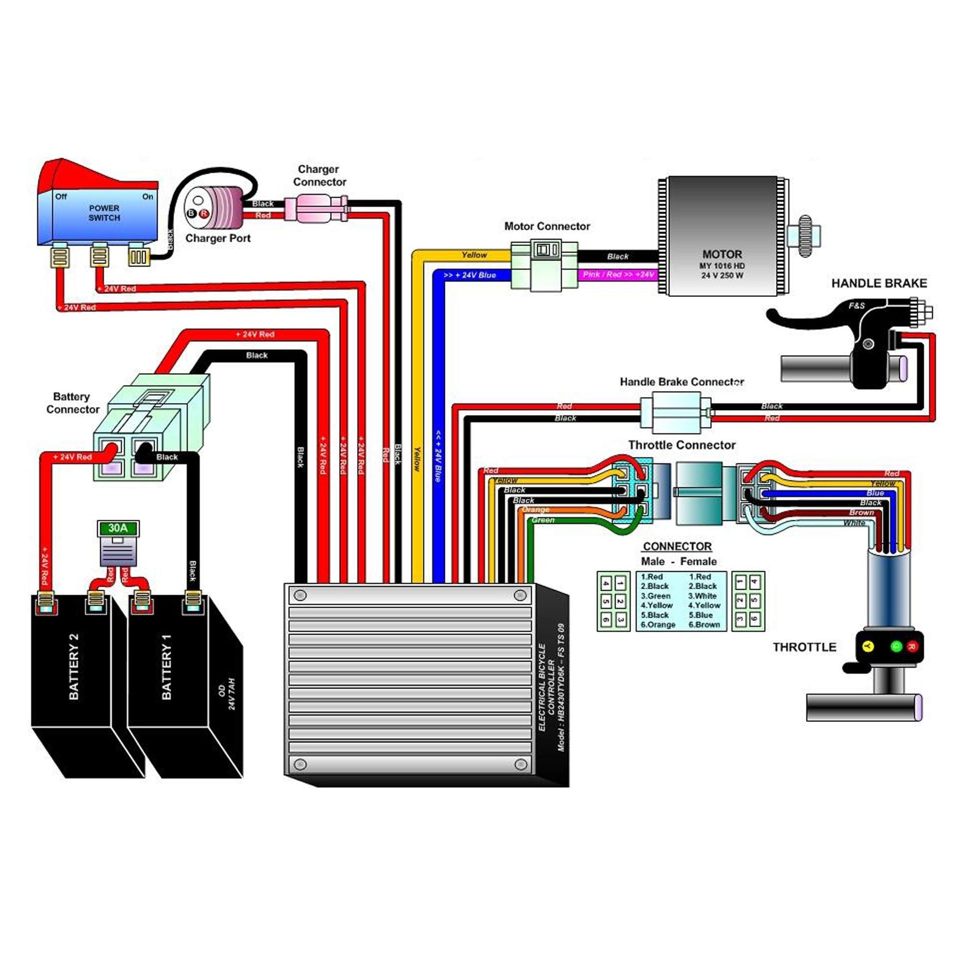 24V Control Module, 7 Connectors, 6-Pin Throttle, Model: HB2430-TYD6K- – LotFancy