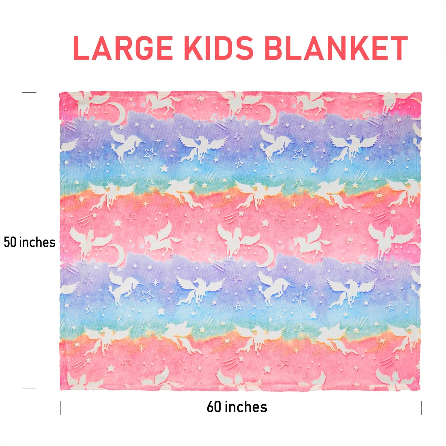 LotFancy Glow in The Dark Blanket, Unicorns Gifts for Girls Boys, Soft Luminous Kids Blankets for Birthday, 60 x 50in