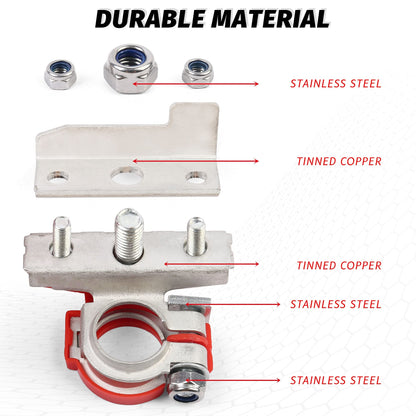 LotFancy Battery Terminal Connectors, Top Post Battery Terminals with Protective Covers, 3 Way Posts, Positive Negative for Auto Car Van Boat
