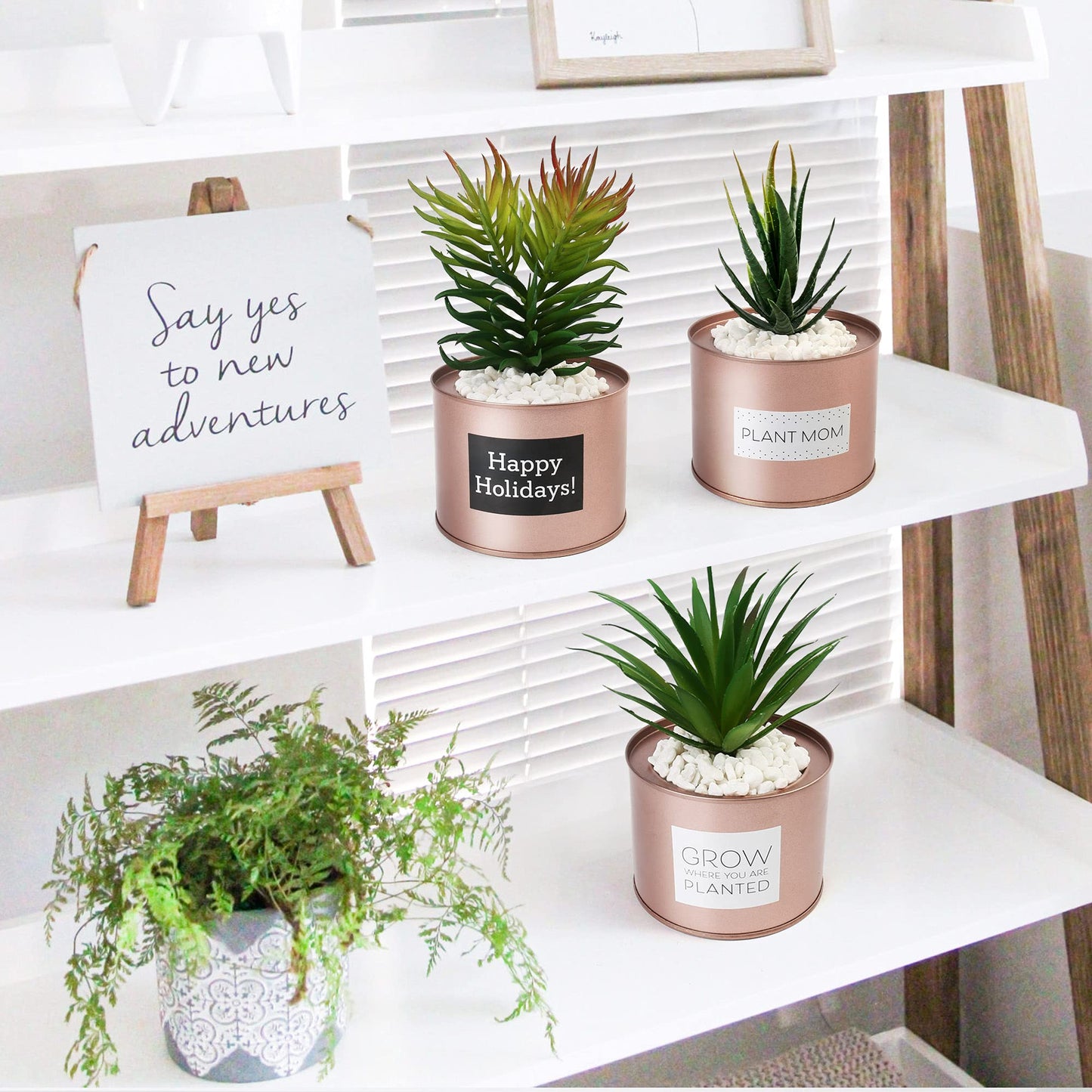 LotFancy Artificial Plant, 3Pack 8" Faux Succulent Plants for Office Home Décor