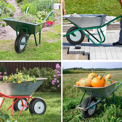 LotFancy Wheelbarrow Wheels and Tires, Replacement for Wheel Barrel Lawn Cart Garden Wagon