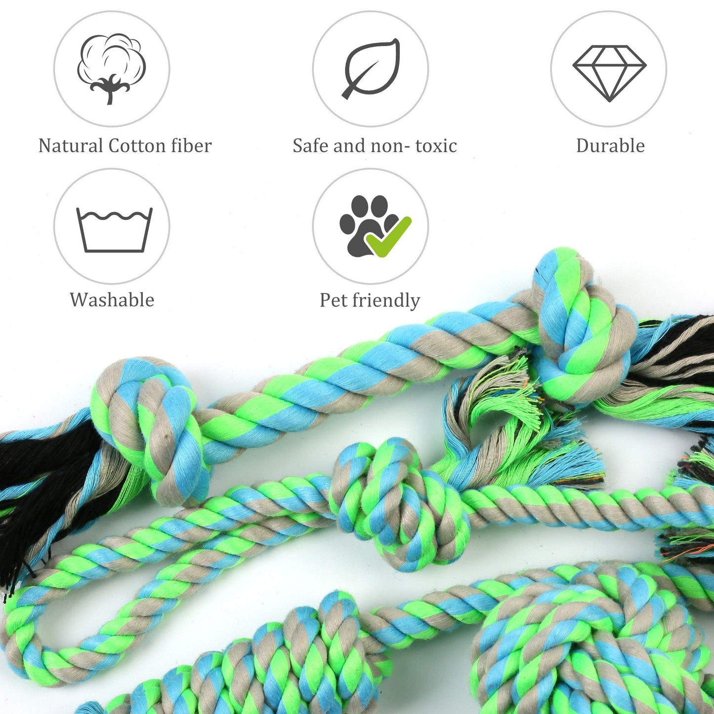 Prime Pets Dog Rope Toys for Puppies Small Dogs, Pack of 6, Interactive Tug of War Dog Toys, Durable Dog Chew Toys, Tough Teething Toys Assortment