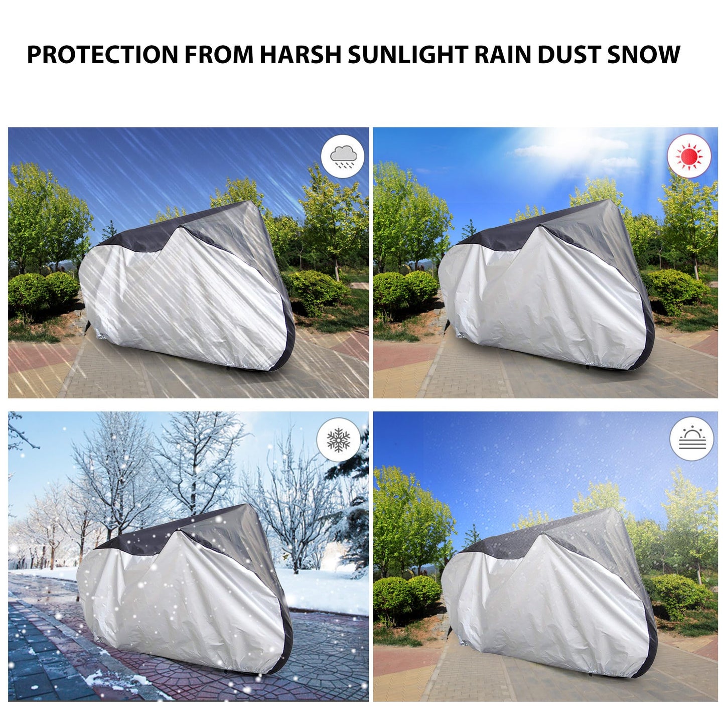 LotFancy Bike Cover, Outdoor Storage Waterproof Bicycle Cover for Mountain Road Bike, Rain UV Snow Dust Wind Proof