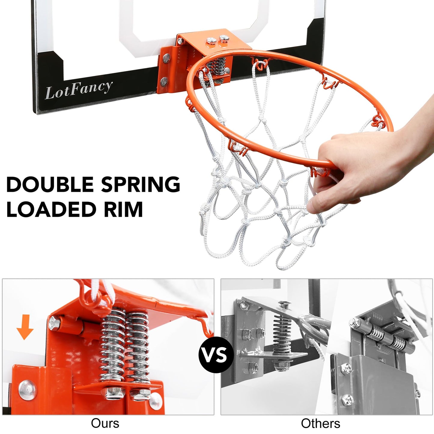 LotFancy Mini Basketball Hoop, 18 x 12'' Basketball Hoop Indoor for Kids Adults, Shatter Resistant Backboard with 3 Balls, Complete Accessories Included