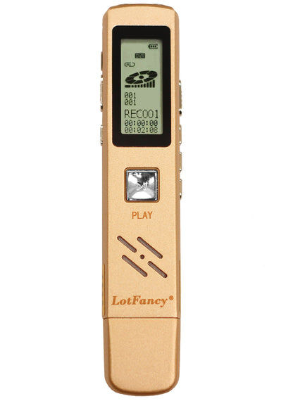 LotFancy USB Digital Voice Recorder /MP3 Player - Rechargeable 8GB Audio Dictaphone