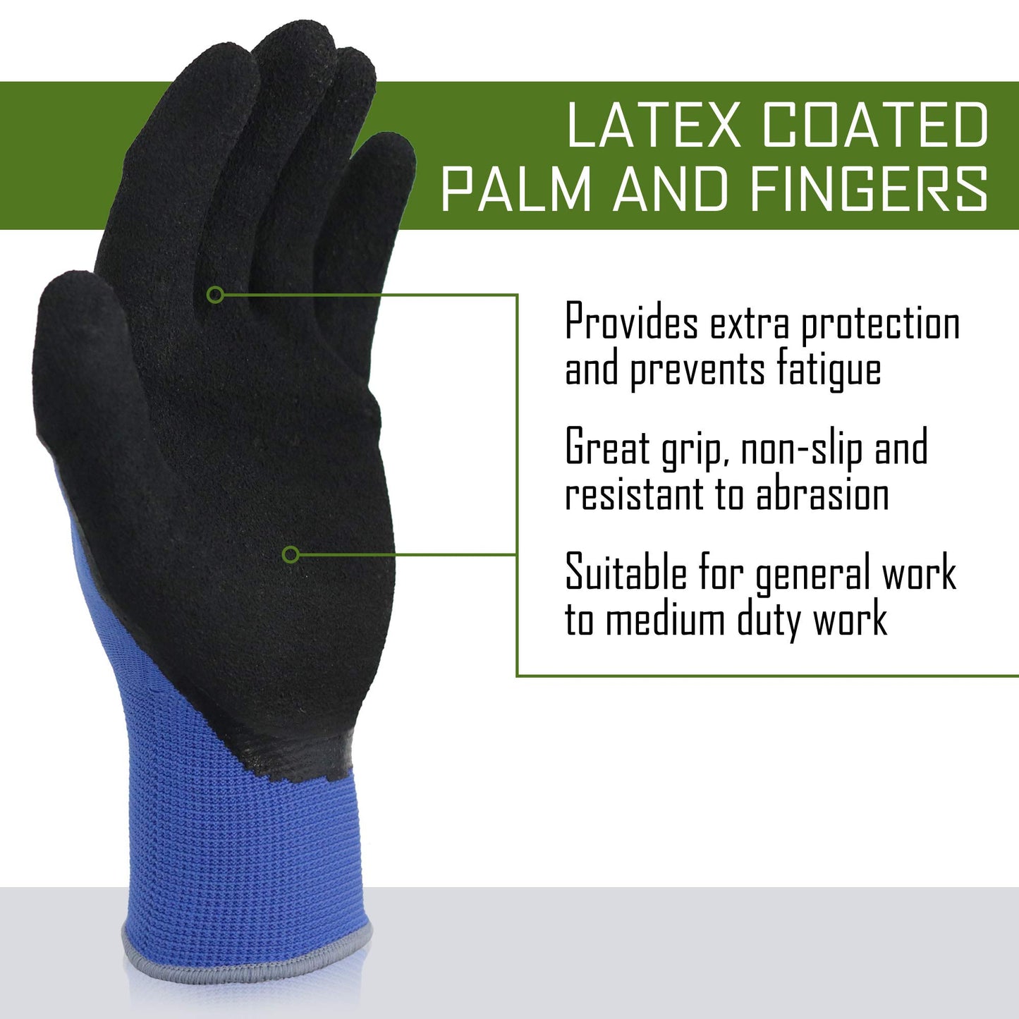 Working Gardening Gloves for Men and Women, 12 Pair, Foam Latex Coated