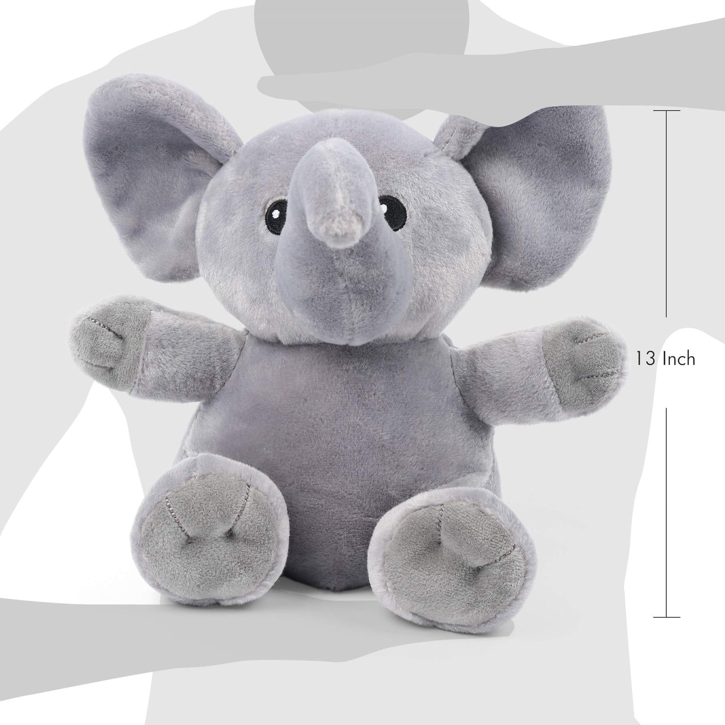 LotFancy Elephant Stuffed Animal, Elephant Plush Toys, Soft Plushies Gifts for Kids, Grey Sitting Elephant for Baby