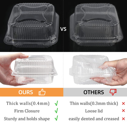 LotFancy Clear Plastic Take Out Containers, 5 x 5 Inch, 125 Pcs Disposable Clamshell Food Containers with Lids, Square Hinged Dessert Containers To Go Boxes for Cake Slice, Salad, Sandwich, Pasta