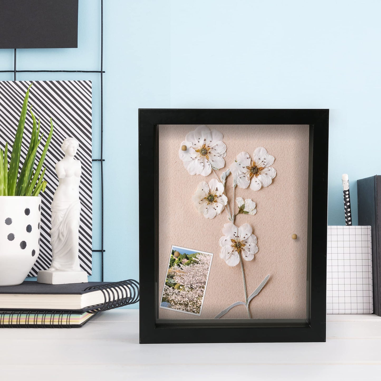 LotFancy Black Shadow Box Wood Frame with Soft Linen Back，Shatter-Resistant Glass. 10 Thumbtacks Included