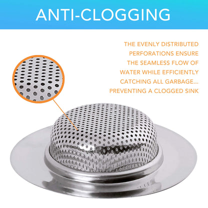 6PACK Hair Catcher Shower Drain, Shower Drain Cover for Bathtub, Stainless Steel Sink Strainer for Kitchen and Bathroom, Drain Stoper with Different Size from 2.1" to 4.5"