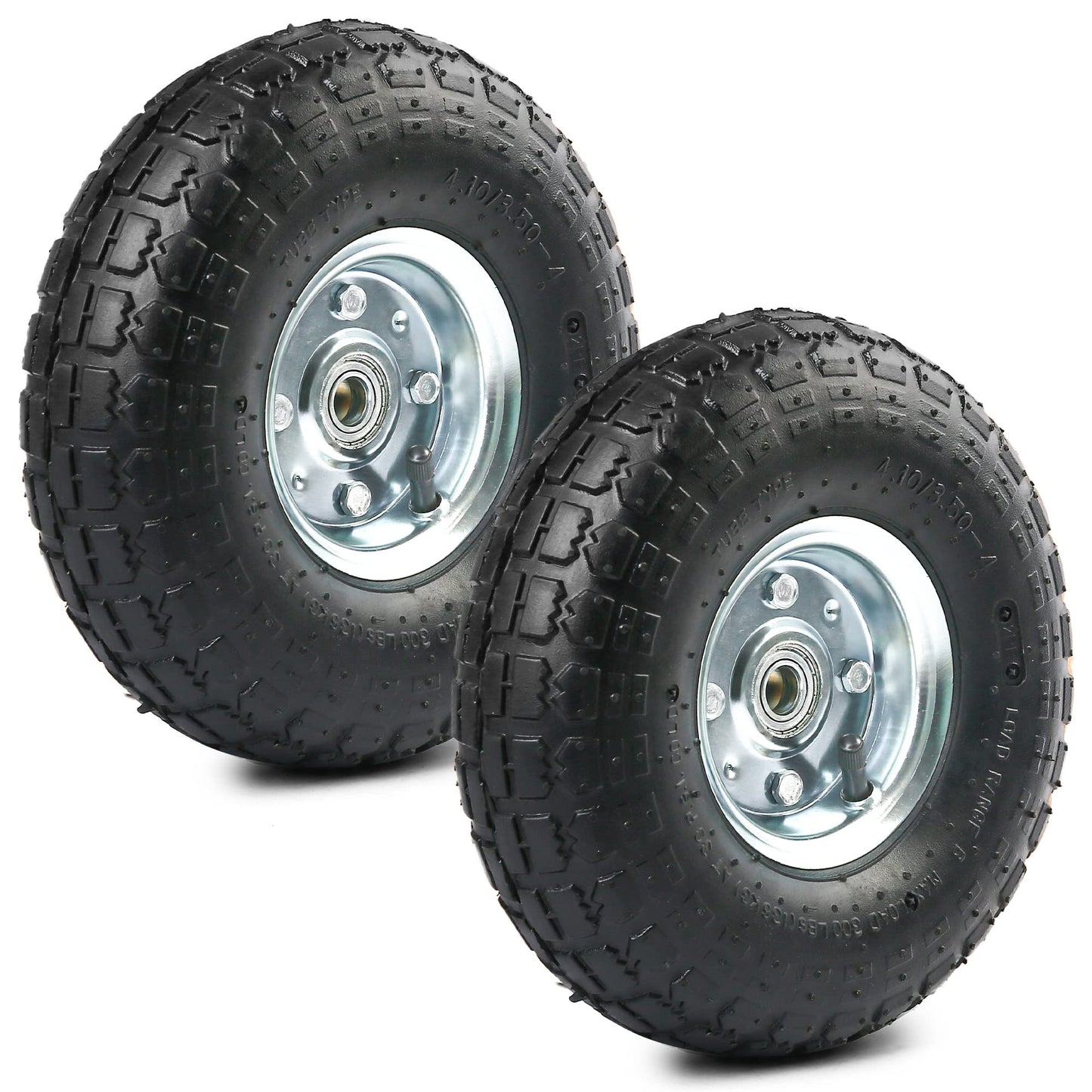 LotFancy 4.10/3.50-4” Tire, 2 Pack 10” Utility Tire for Dolly Hand Truck Garden Carts