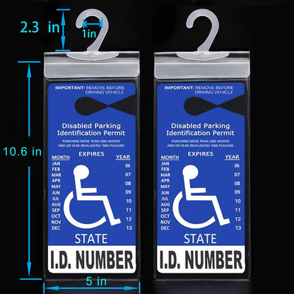 LotFancy Handicap Placard Holder- 10.6" x 5", Ultra Transparent Disabled Parking Placard Protector Hanger Sleeve - Pack of 2, with Plastic Large Hanger