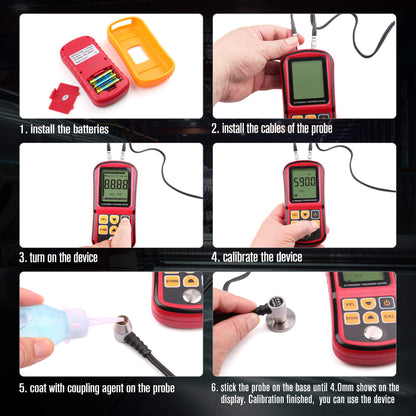 Ultrasonic Thickness Gauge, Digital Thickness Meter Tester, Range 1.2-220mm, with Hard Storage Box