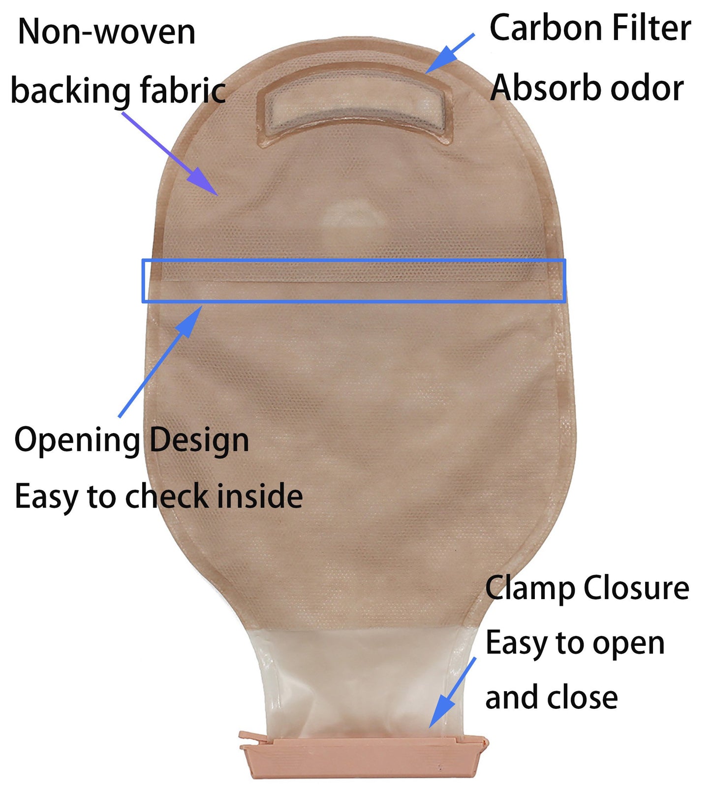 LotFancy 10 Drainable Pouches - Ostomy Bags with Clamps for Colostomy Ileostomy Stoma Care, Cut-to-Fit, One-Piece System