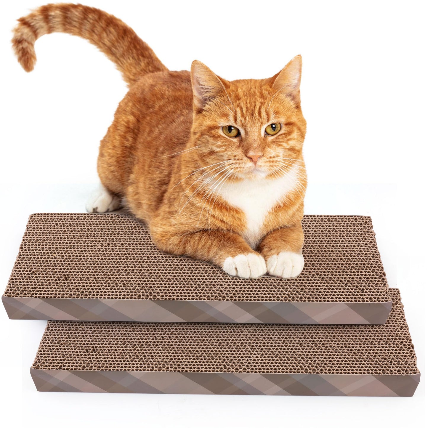 Prime Pets Cat Scratcher Cardboard, 2 Pack Recycle Corrugated Cat Scratching Pad