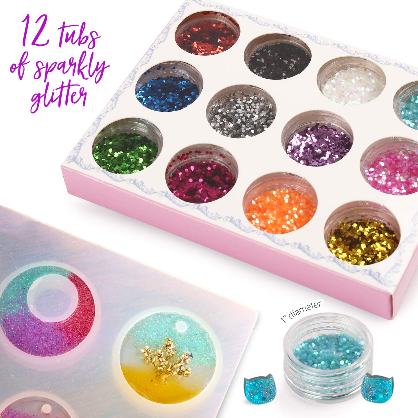 LotFancy Epoxy Resin Molds Kit for Beginners, 141pcs Jewelry Silicone Molds for Resin Casting, DIY Crystal Glue Jewelry Mold Set for Pendant Earring, Includes Hand Drill, Glitter Sequins and Tools