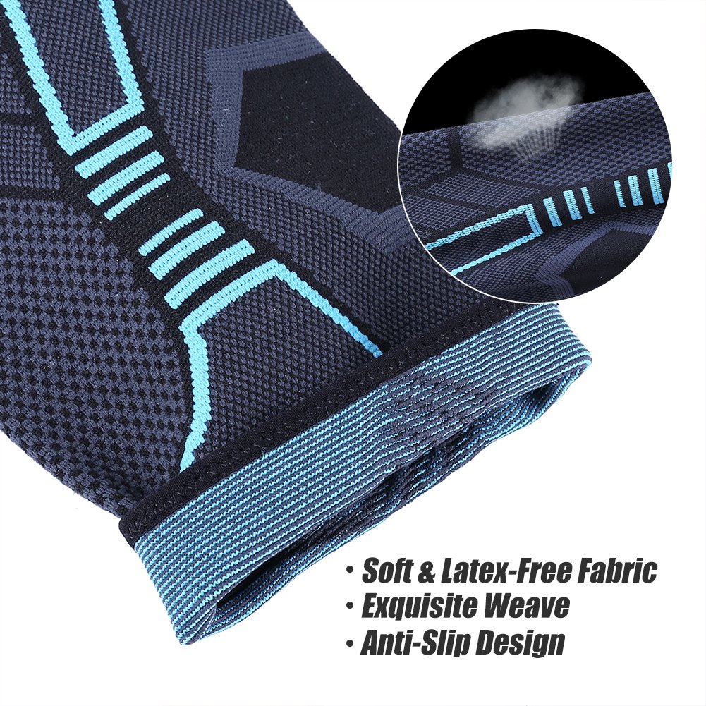 Knee Brace Compression Sleeve for Men Women, Ideal for Basketball Running Football Volleyball Baseball Sports, Latex-Free, 1 Pair (L, Blue)
