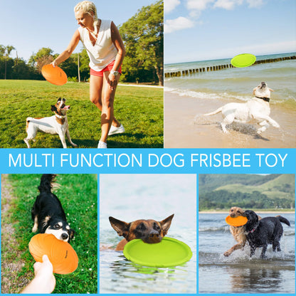 Prime Pets Dog Frisbees, 2 Pack, 7 Inch Dog Flying Disc, Durable Dog Toys, Nature Rubber Floating Flying Saucer for Water Pool Beach, Orange and Green