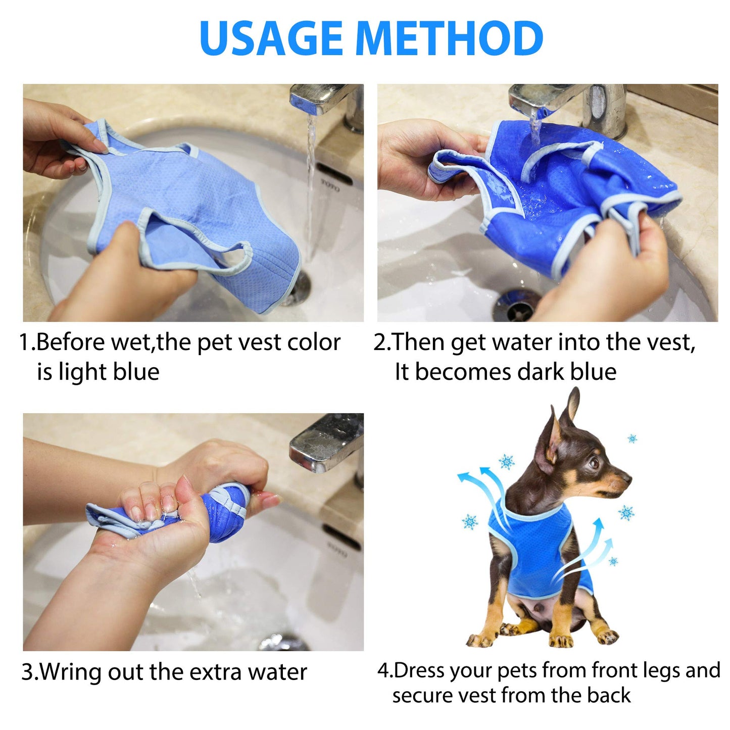 LotFancy Dog Cooling Vest Swamp Cooler Dog Jacket Coat for Puppy Dog Cats Kittens Pets, Blue