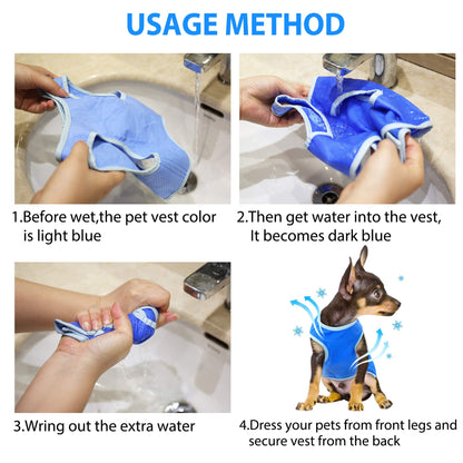 LotFancy Dog Cooling Vest Swamp Cooler Dog Jacket Coat for Puppy Dog Cats Kittens Pets, Blue