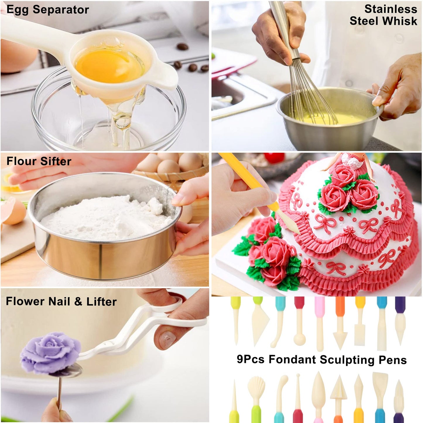 LotFancy Cake Decorating Kit, 469Pcs, Cake Baking Supplies with Rotating Turntable, Springform Pans, Piping Bags and Tips Set, Icing Spatula, Baking Tools Set for Beginners and Cake Lovers