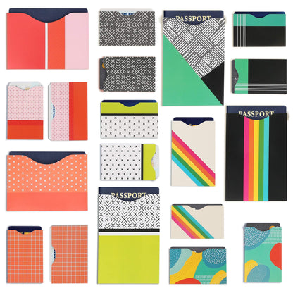LotFancy RFID Blocking Sleeves (19 Pack, 14 Credit Card Protectors + 5 Passport Sleeves) for Identity Theft Protection, RFID Sleeves with Bright Color, Smart Slim Design fits Wallet/Purse
