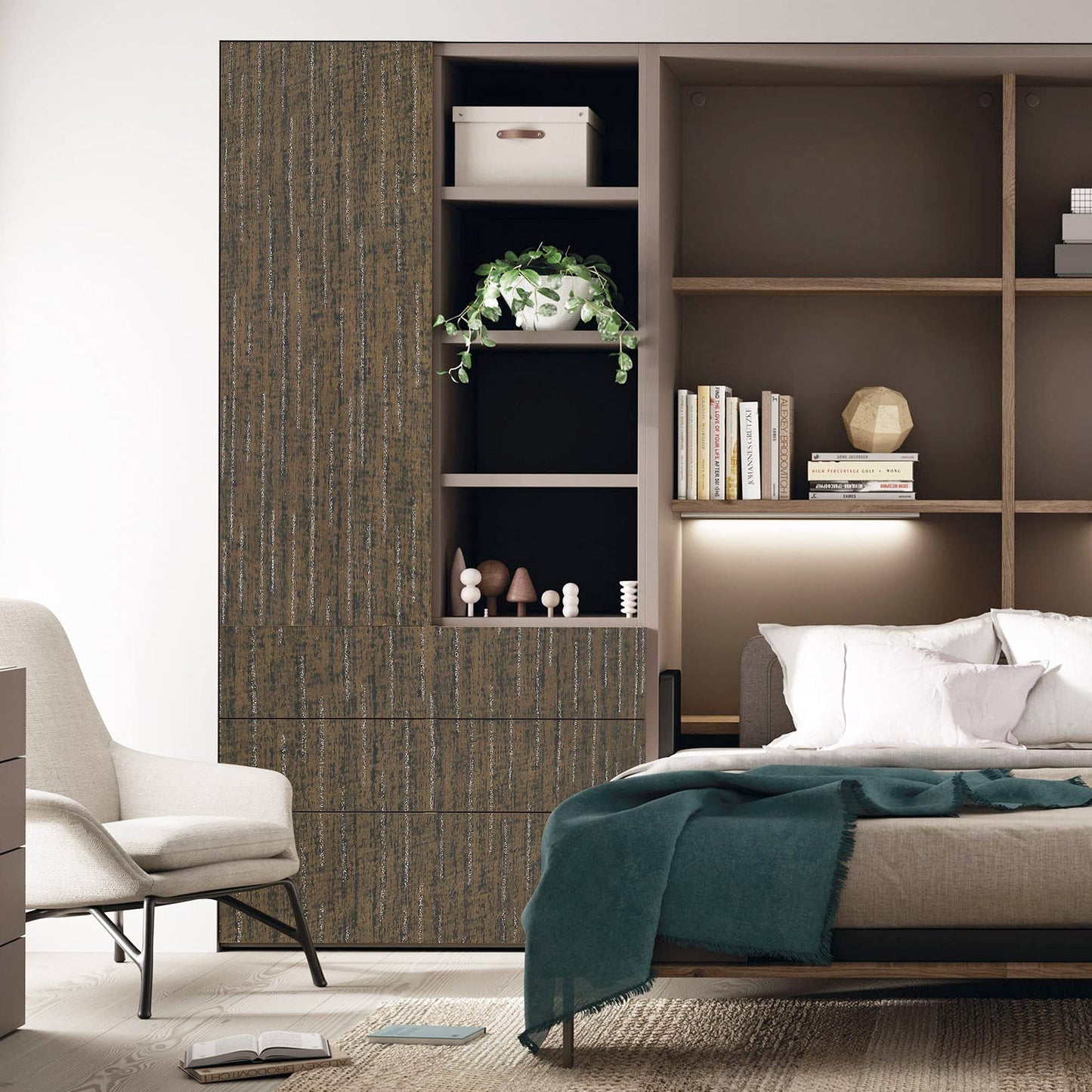LotFancy Contact Paper, 15.7” x 78.7”, Mocha Brown, Removable Wood Peel and Stick Wallpaper, Waterproof Matte Vinyl Film Roll, Adhesive Liner for Countertop Bathroom Furniture, Squeegee Included