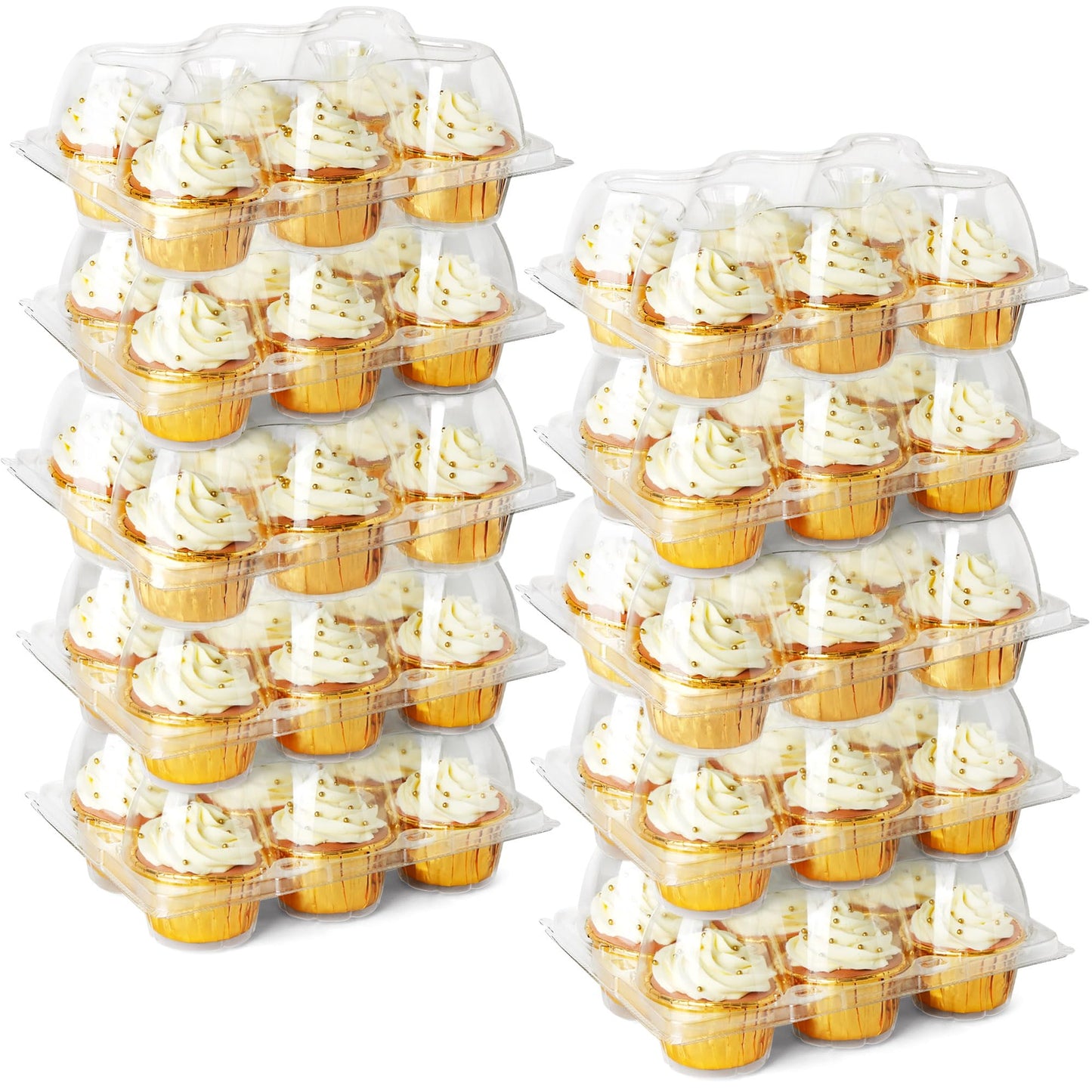 LotFancy Cupcake Containers 6 Count, 40 Pack, Half Dozen Clear Cupcake Boxes, Plastic Muffin Holders with Detachable Tall Dome Lid, Disposable Cupcake Carriers, BPA Free, Standard Size