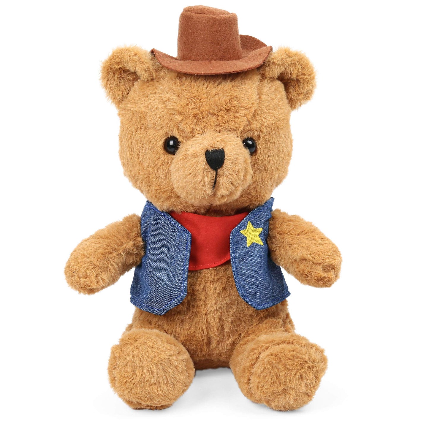 LotFancy 12'' Cowboys Teddy Bear Stuffed Animal, Soft Cuddly Bear Plush Toy with Reversible Vest, for Boys, Kids, Girls, Toddlers, on Birthdays, Christmas, Thanksgiving Day