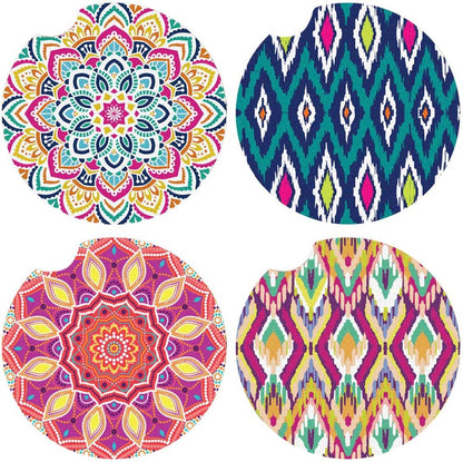LotFancy Car Coasters Ceramic Absorbent, 2.56 inch Car Cup Holder Coasters for Women Men