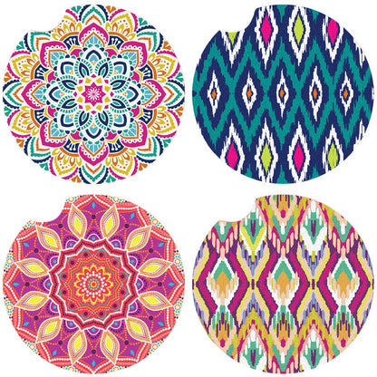 LotFancy Car Coasters Ceramic Absorbent, 2.56 inch Car Cup Holder Coasters for Women Men