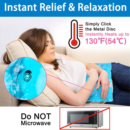 LotFancy Neck Shoulder Heating Pad, with Adjustable Wrap, Reusable Gel Ice Pack for Pain Relief, Click Activated, Instant Hot and Cold Therapy Compress, 16.7” x7.5”, Mother's Day Gift Blue