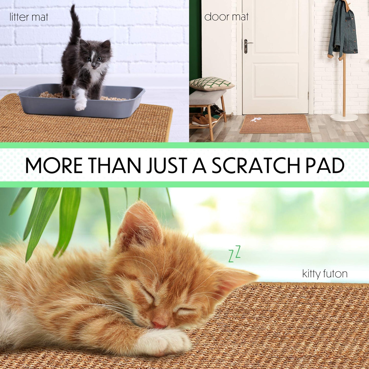 Cat Scratcher Mat, Natural Sisal Cat Scratching Carpet Pad, Floor Scratching Rug, Anti Slip Cat Scratching Mat for Cat Grinding Claws & Protecting Furniture