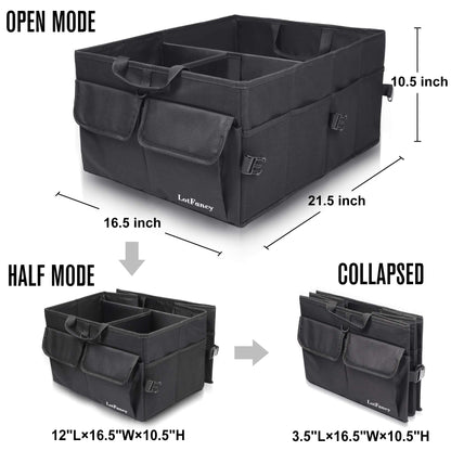 LotFancy Car Trunk Organizer and Storage, Durable Collapsible SUV Cargo Organizer with 2 Straps for Van, Truck, Vehicle, Large Capacity, Non-Slip