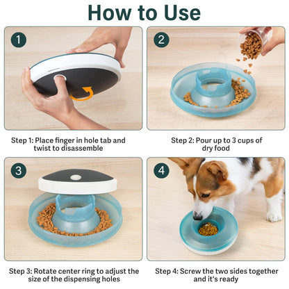 Prime Pets Dog Wobble Bowl Interactive Treat Puzzle Toy, Slow Food Bowl for Dog, 220x69mm