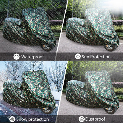 LotFancy Motorcycle Cover - All Weather Deluxe Waterproof Bike Tarp for Scooter Moped Cruiser etc.