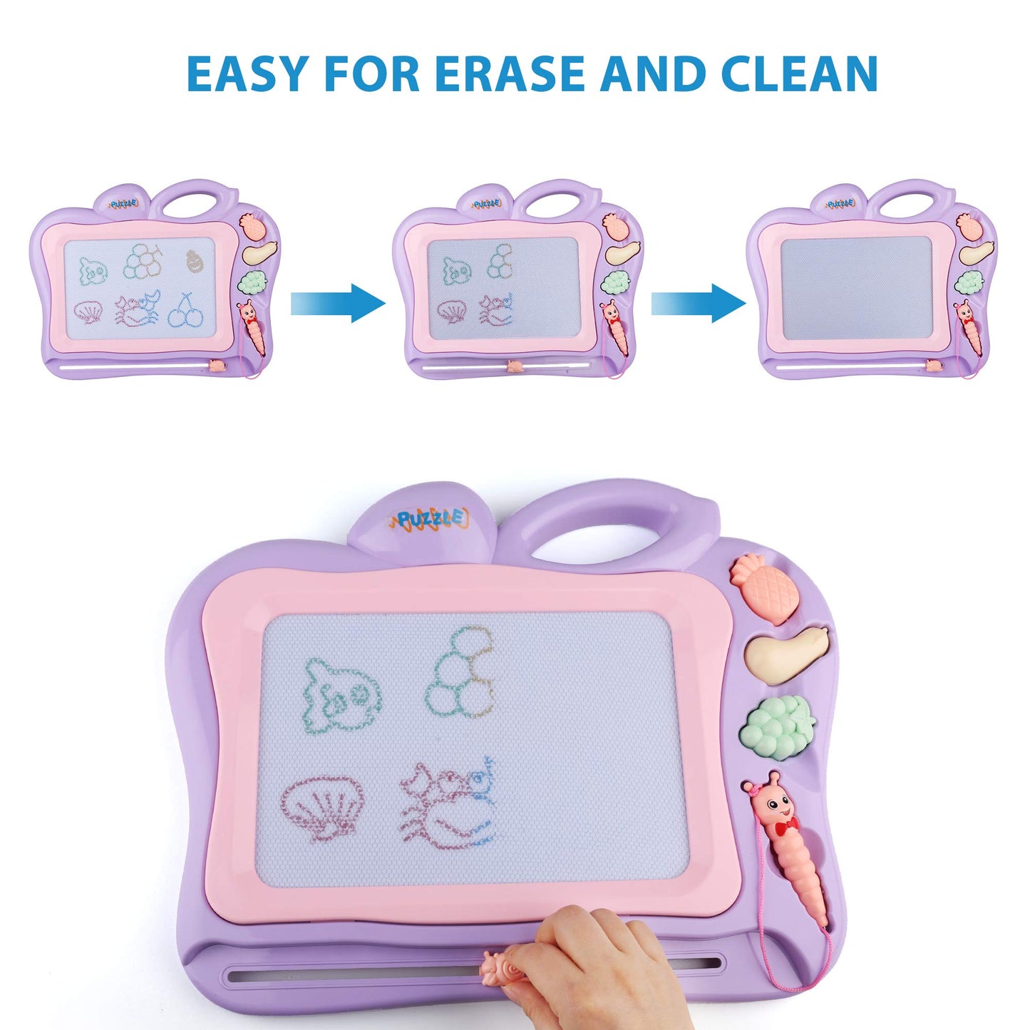 LotFancy Upgraded Magnetic Drawing Board Toddler Toys for Kids Boys, 16x13 Large Magna Doodle Board for Girls Boys, Erasable Writing Sketching Pad for Writing Painting Drawing