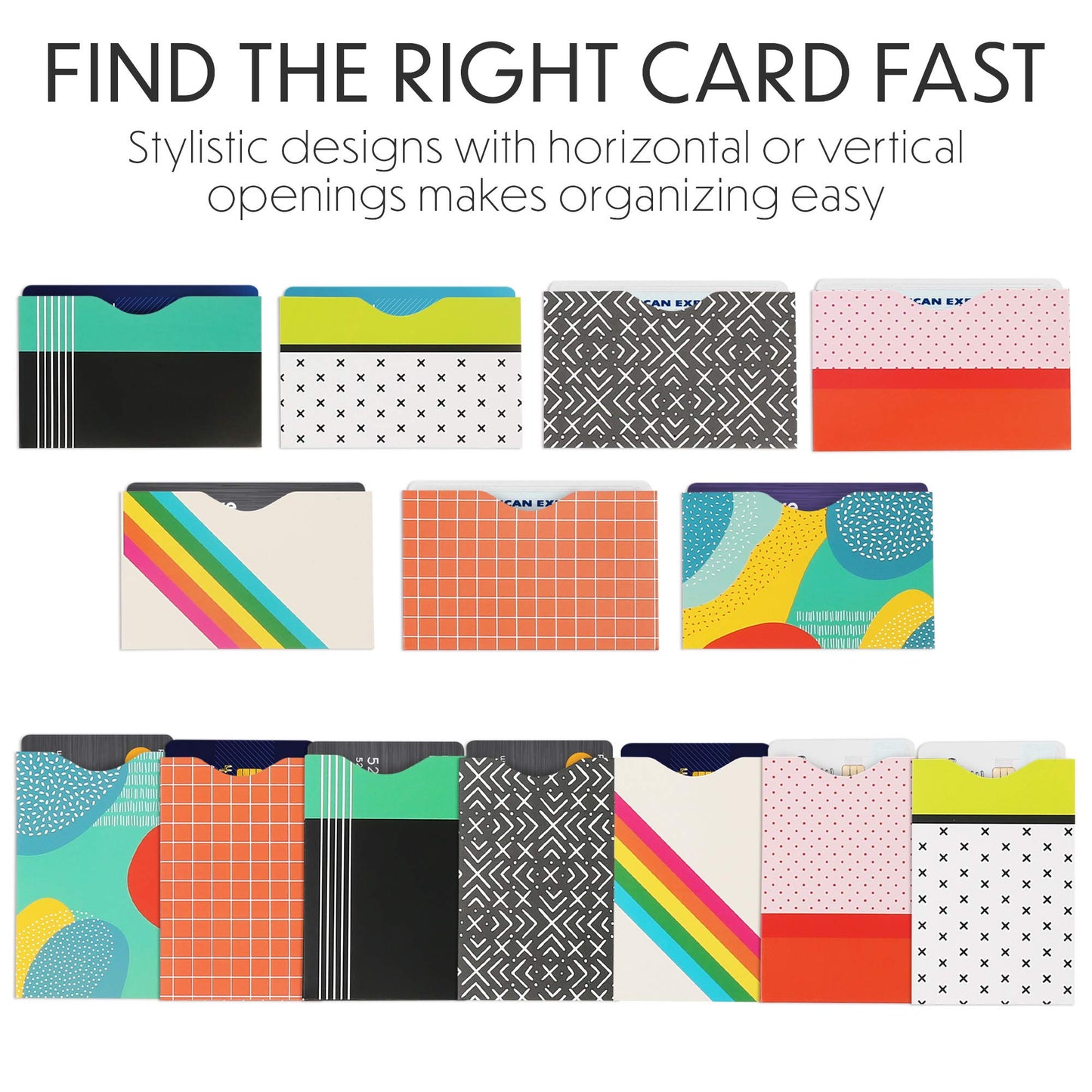 LotFancy RFID Blocking Sleeves (19 Pack, 14 Credit Card Protectors + 5 Passport Sleeves) for Identity Theft Protection, RFID Sleeves with Bright Color, Smart Slim Design fits Wallet/Purse