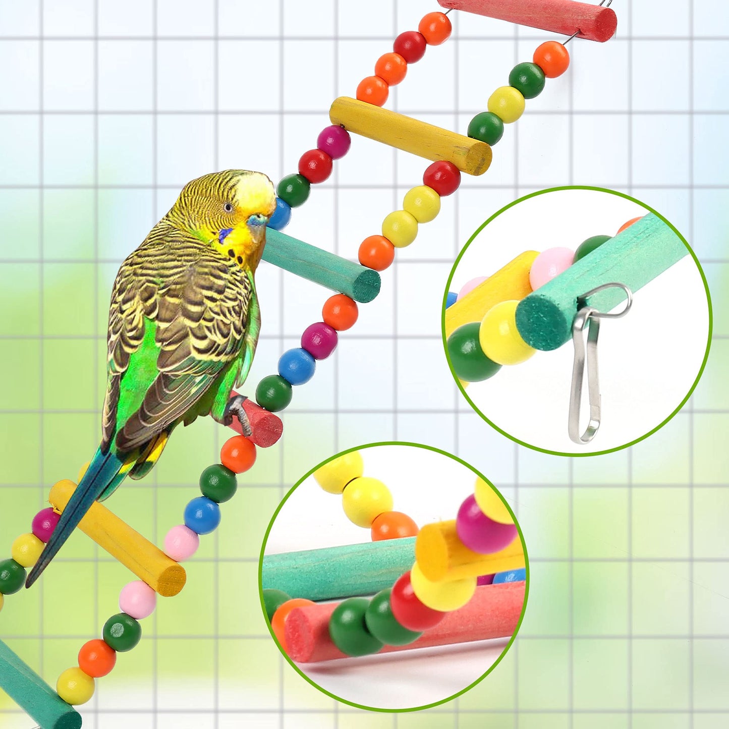 Prime Pets Bird Parakeet Toys, Bird Cage Swing Toys, 13 Pack, Colorful Hanging Bell Hammock Climbing Ladder Toys for Cockatiel, Conure, Finches, Mynah, Love Birds (Copy)