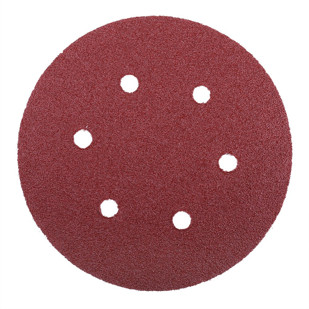 LotFancy 6" 6-Hole Sanding Discs Sandpaper Hook and Loop Pads 40/60/80/100/120/180/240/320/400/800/1000/1500/2000 Assorted Grits