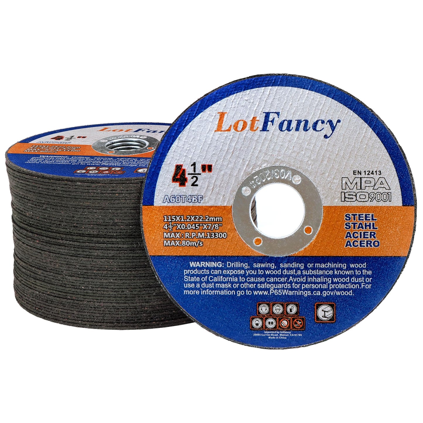 LotFancy Cut Off Wheels 4 1/2 inch, 4 inch, Angle Grinder Cutting Disc, Cutting Wheels for Metal and Stainless Steel, Welding Accessories, Thin Kerf, Flat T1 Cut-Off Tool