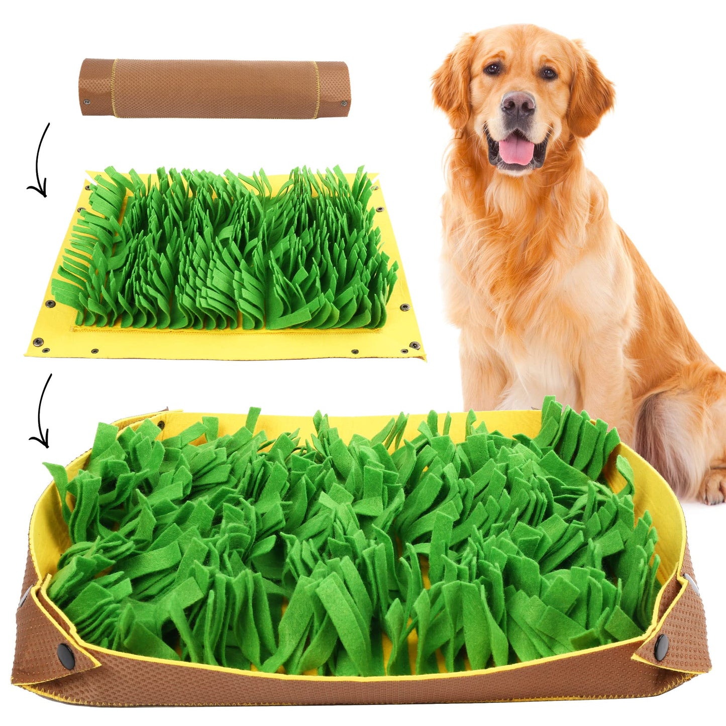 Prime Pets Snuffle Mat for Dogs - Pet Interactive Nosework Feeding Mat for Indoor & Outdoor - Anti-Slip Washable Activity Pad for Boredom, Foraging Skills Training