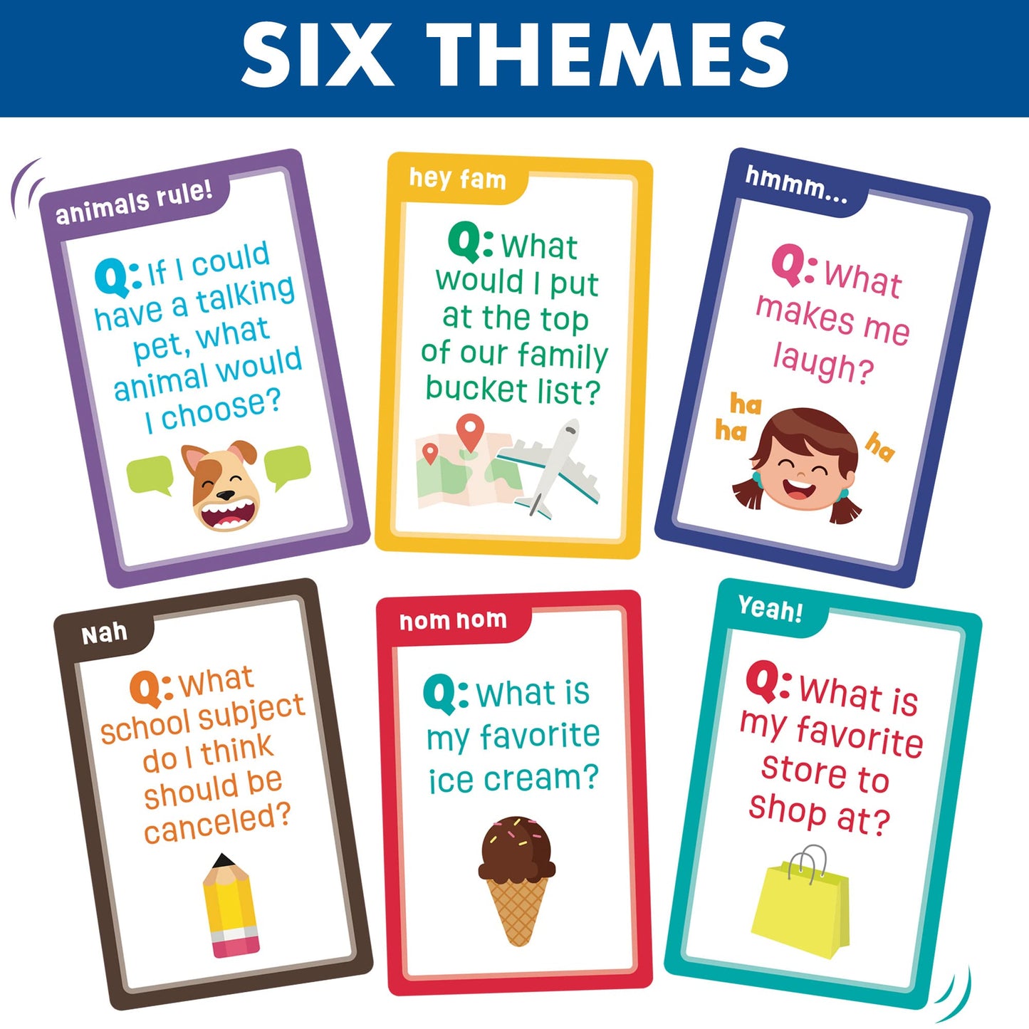 LotFancy Family Trivia Game, Ages 4 and up, Family Games for Kids and Adults, 60 Fun Trivia Cards, Family Conversation Starters for Family Game Night, Party, Travel, Road Trip, Jumbo Size