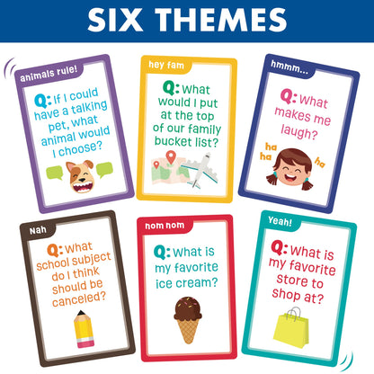 LotFancy Family Trivia Game, Ages 4 and up, Family Games for Kids and Adults, 60 Fun Trivia Cards, Family Conversation Starters for Family Game Night, Party, Travel, Road Trip, Jumbo Size