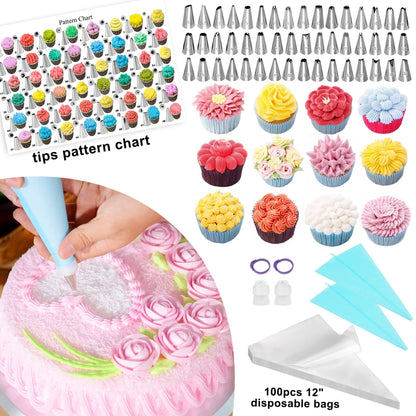 LotFancy Cake Decorating Kit, 469Pcs, Cake Baking Supplies with Rotating Turntable, Springform Pans, Piping Bags and Tips Set, Icing Spatula, Baking Tools Set for Beginners and Cake Lovers