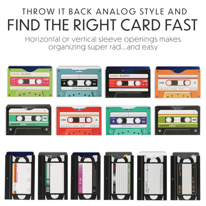 LotFancy RFID Blocking Sleeves (19 Pack, 14 Credit Card Sleeves + 5 Passport Sleeves) for Identity Theft Protection, Designed with Cassette Pattern, Smart Slim Design fits Wallet/Purse