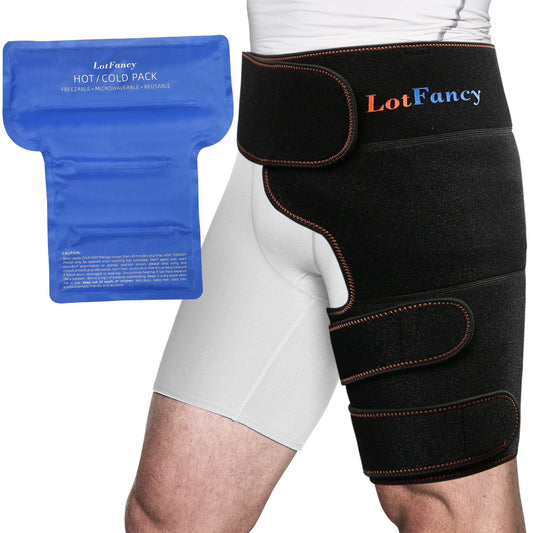 LotFancy Hip Brace with Hot Cold Pack, Gel Ice Pack Groin Wrap Support for Women and Men, Compression Brace for Hamstring, Thigh, Sciatica, Arthritis, Bursitis, Injuries, Nerve Pain Relief