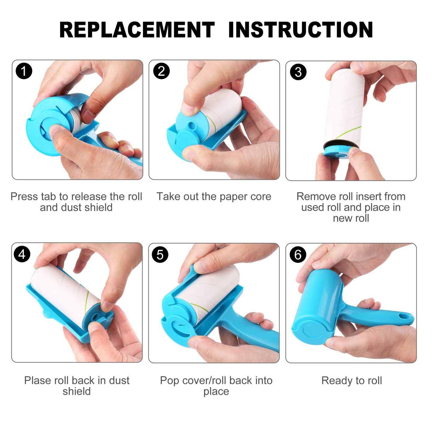 LotFancy Lint Rollers for Pet Hair Extra Sticky, 240 Sheets, 3 Roller, Pet Hair Remover for Dog Cat